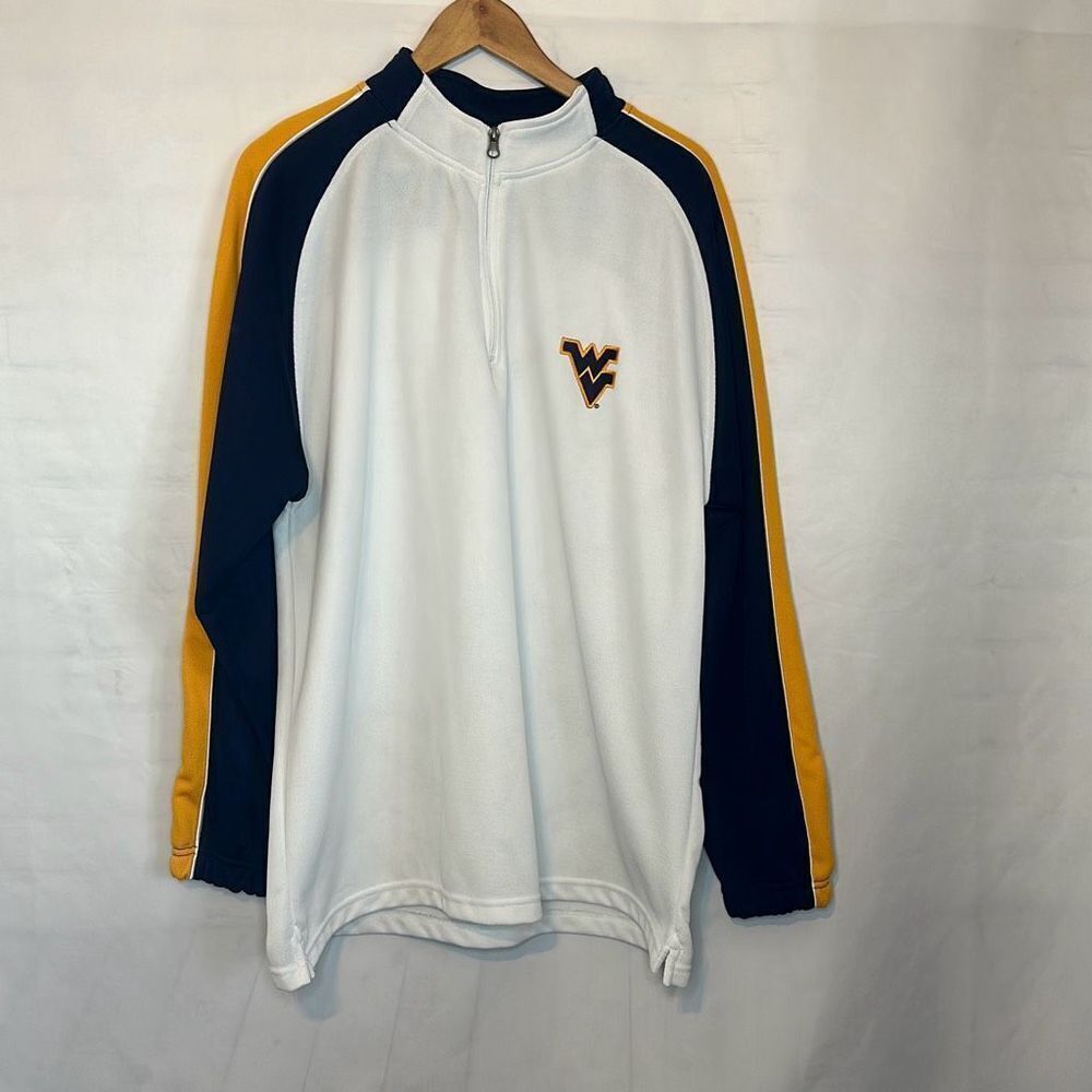 NCAA Mens White Blue Gold Quarter Zip Long Sleeve Shirt size L Large